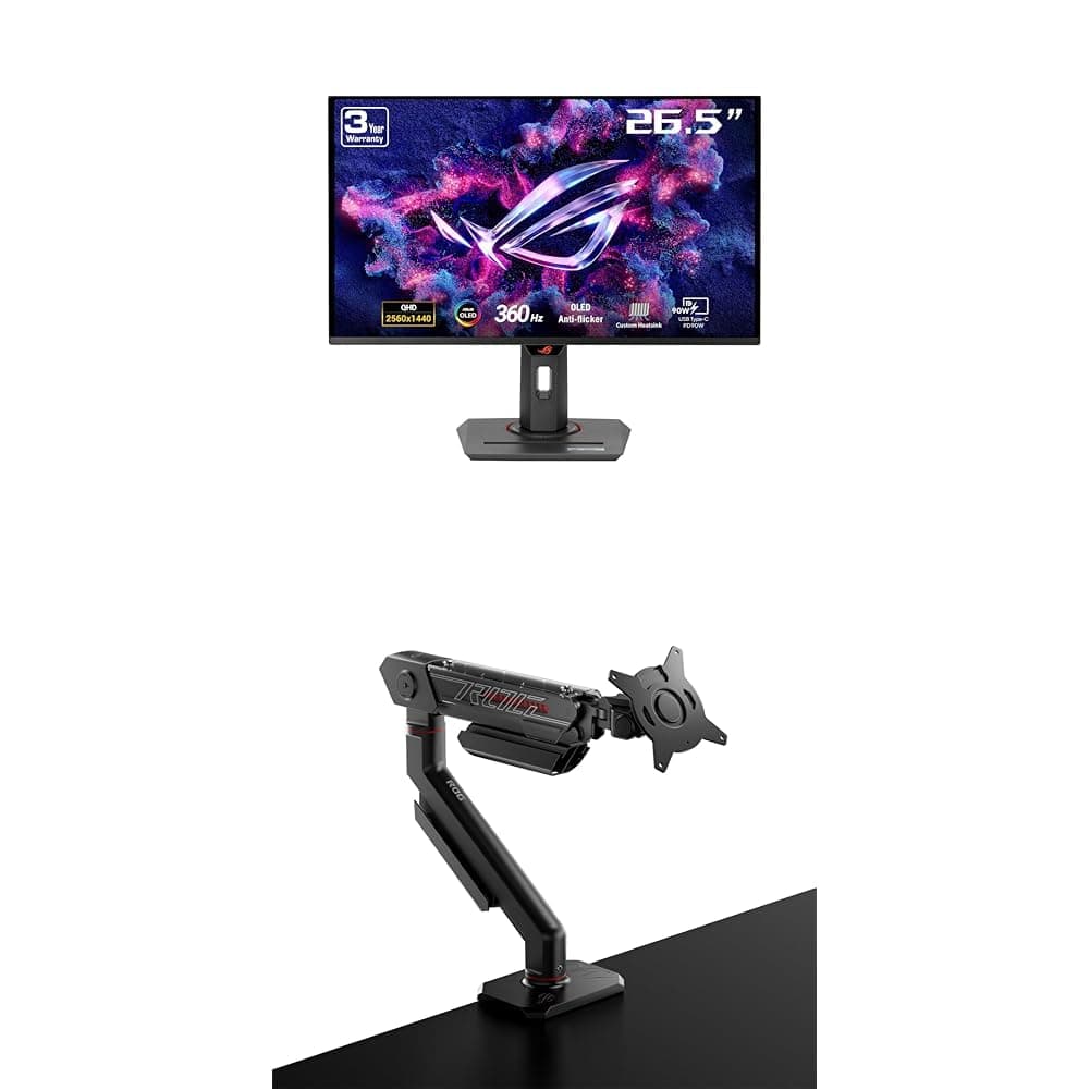ASUS ROG Strix 27” 1440P OLED Gaming Monitor (XG27ACDNG) + ROG Ergo Monitor Arm (AAS01)
