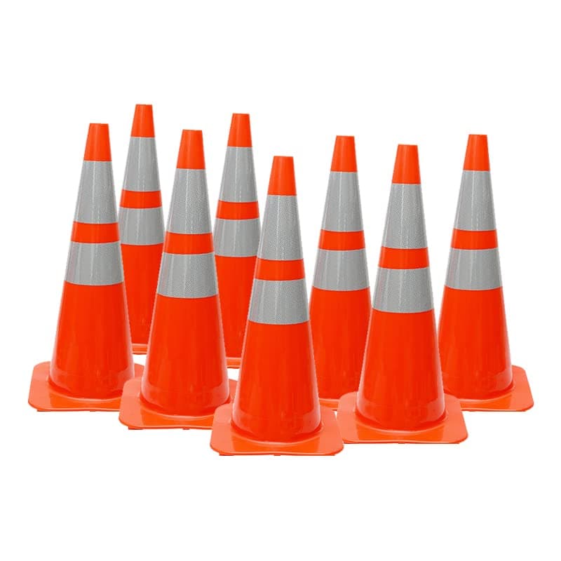 Set de 16 conos de tráfico CJ Safety 28" naranja con bandas reflectivas CJTSTC-28-OR