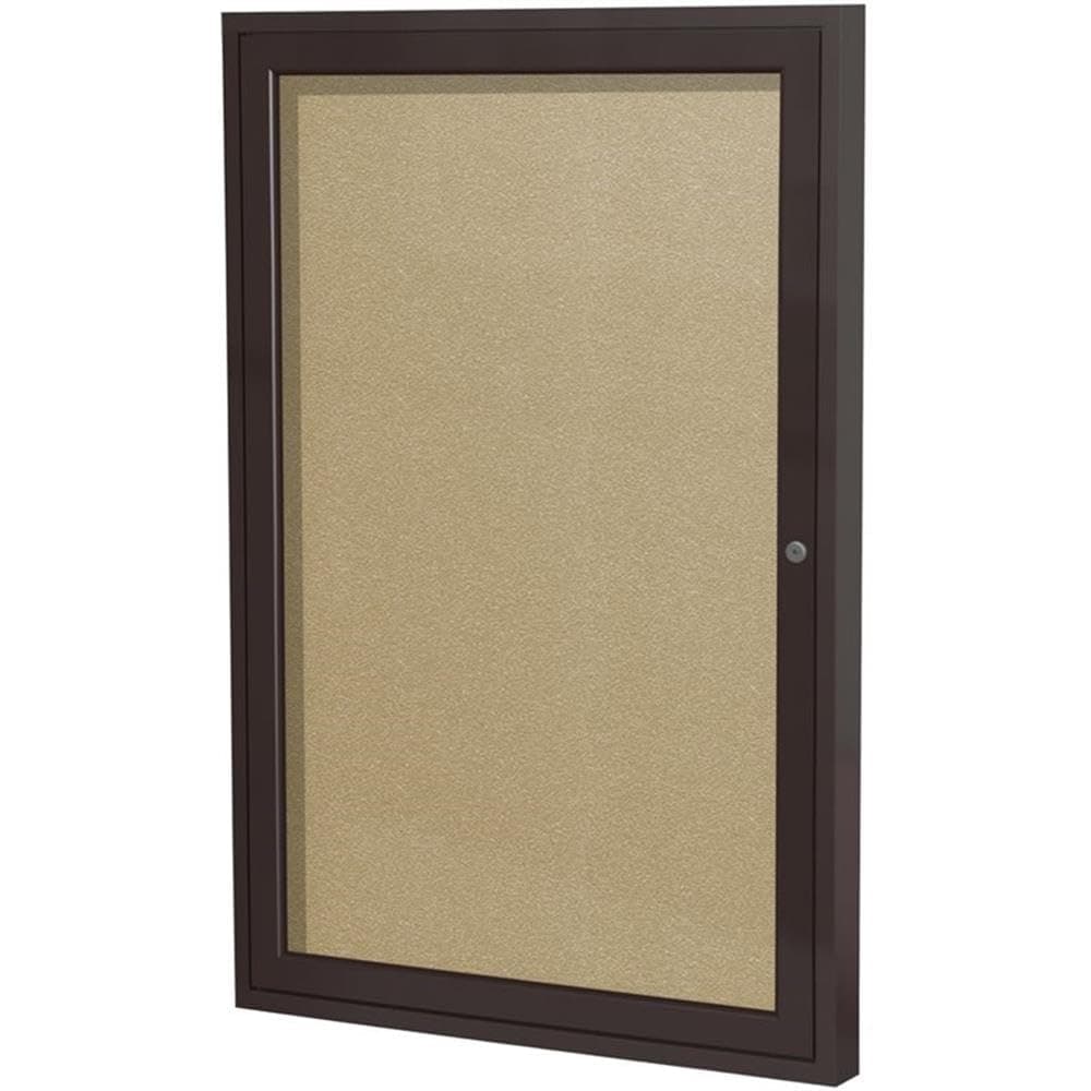 Ghent PB13630VX-181 Tablón cerrado vinyl 36" x 30" con marco bronce y cerradura