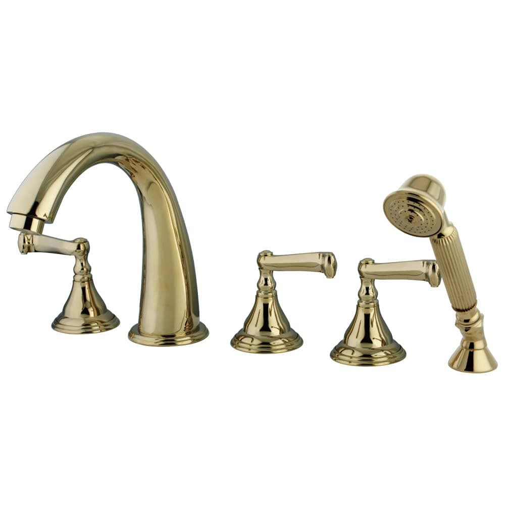 Kingston Brass Grifo para tina Royale KS53625FL con ducha manual, Latón pulido