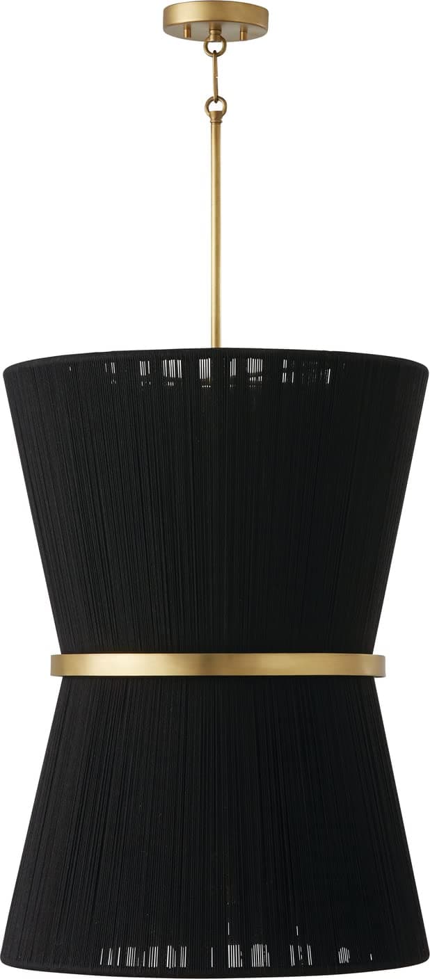 Capital Lighting Lámpara de foyer Cecilia 6 luces con cuerda negra y acabado latón patinado 28" H x 20" W 541261KP