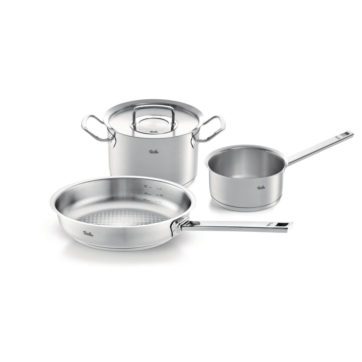 Fissler Original-Profi Set de cocina 4 piezas en acero inoxidable con tapas metálicas 084-378-03-000/0