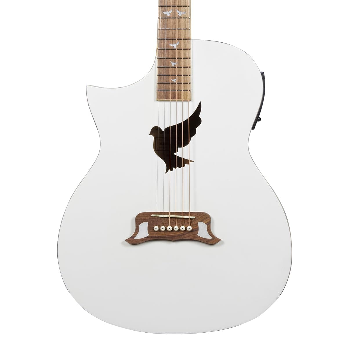 Lindo Guitarra Electroacústica Left Handed White Dove V2 con Preamp/Tuner y Funda Acolchada