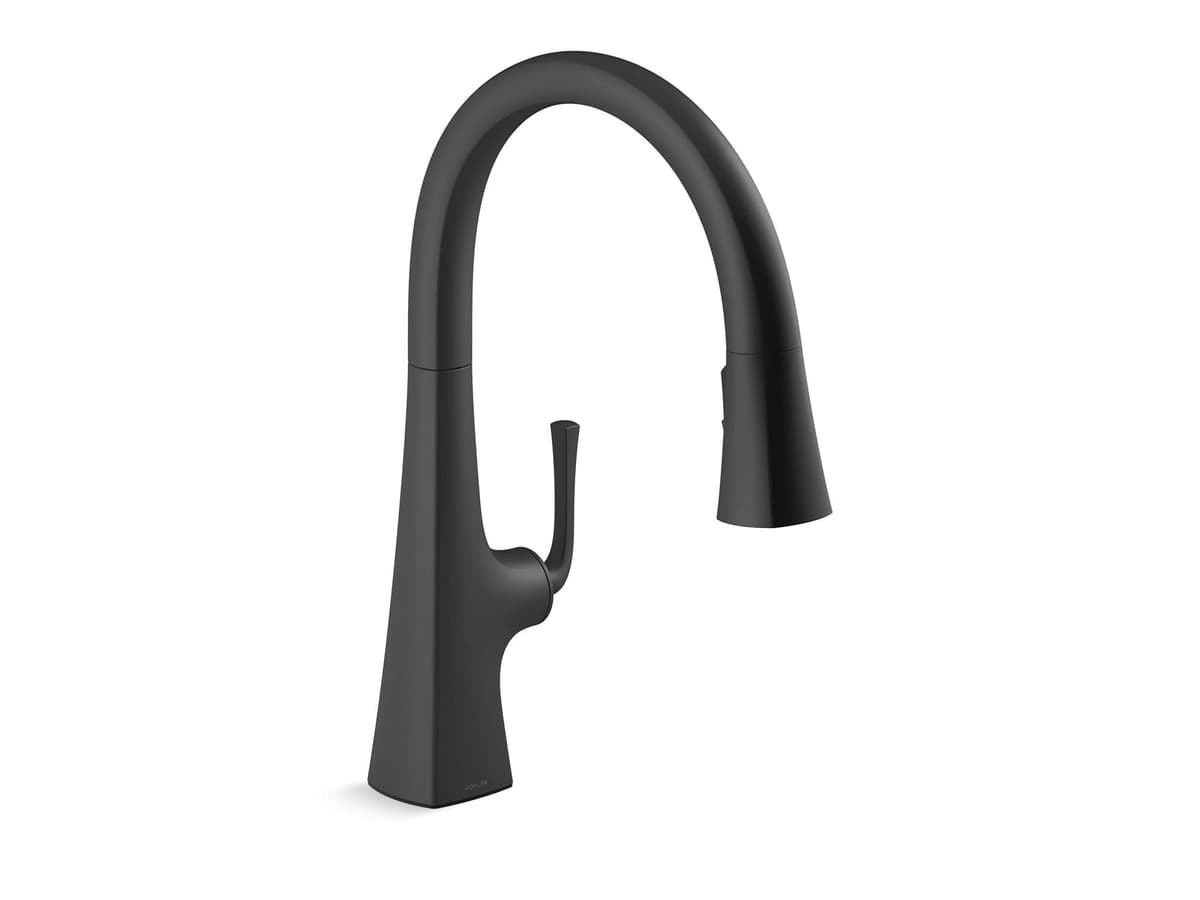 Kohler Graze Grifo de Cocina con rociador retráctil, Matte Black, K-22062-BL
