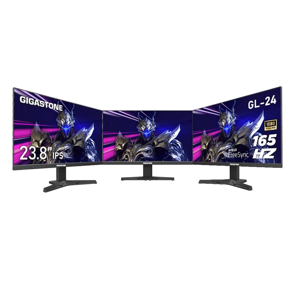 Gigastone Monitor Gaming IPS 24" FHD 165Hz - Triple Pack con Altavoces, FreeSync y Montaje VESA GS-GL-24FF3