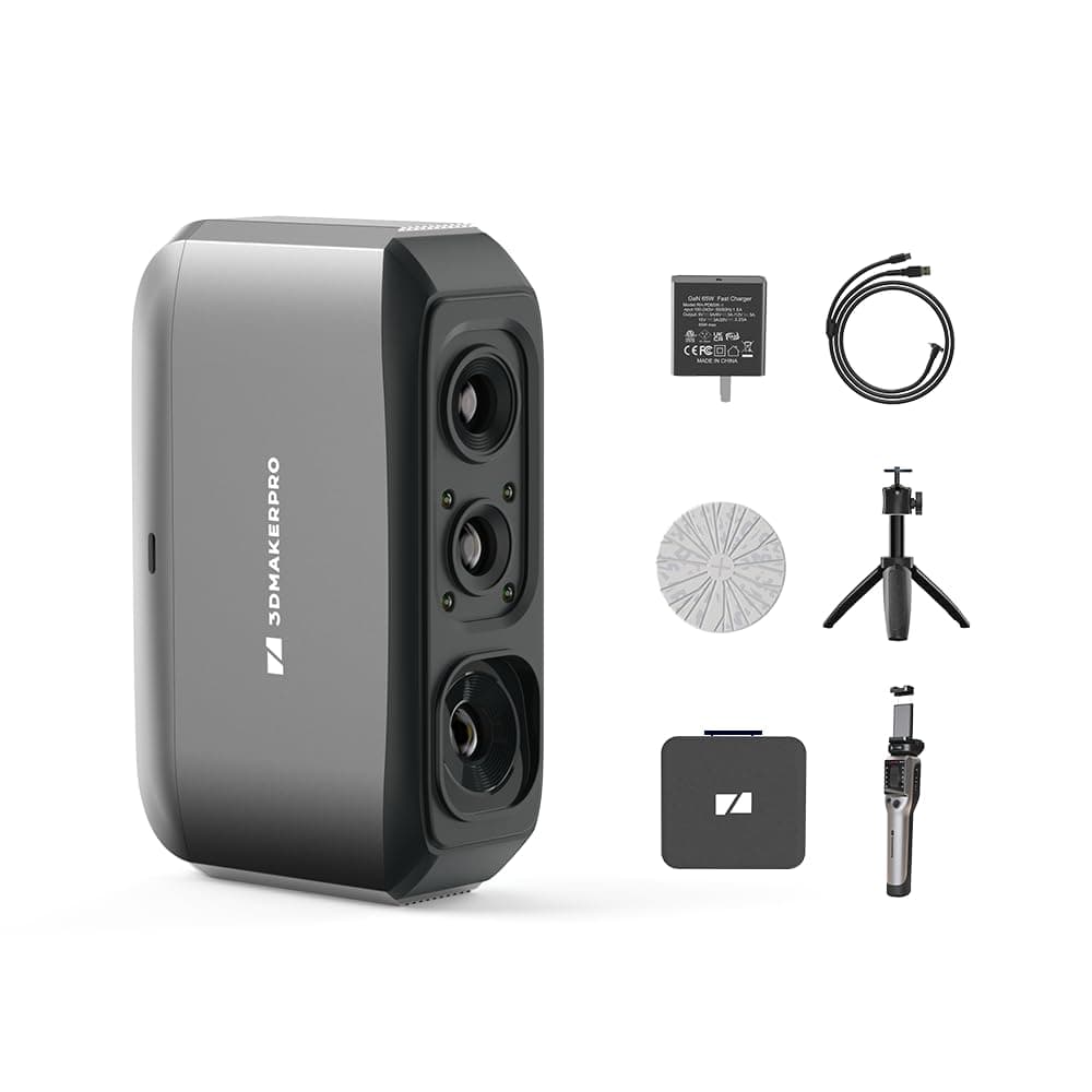 3DMakerpro Escáner 3D Moose Lite, Escáneres 3D de Formato Mediano para Impresión, Fuente de Luz NIR, Precisión de hasta 0.05 mm, Escaneo de Textura Mono CZ-Moose Lite