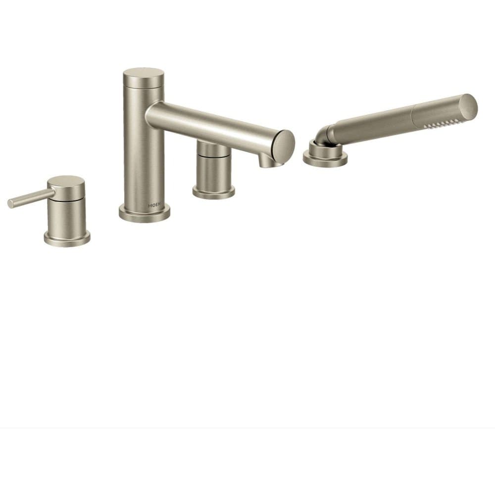 Moen T394BN Align Kit de repisa para bañera romana 2 manijas con ducha de mano, níquel cepillado