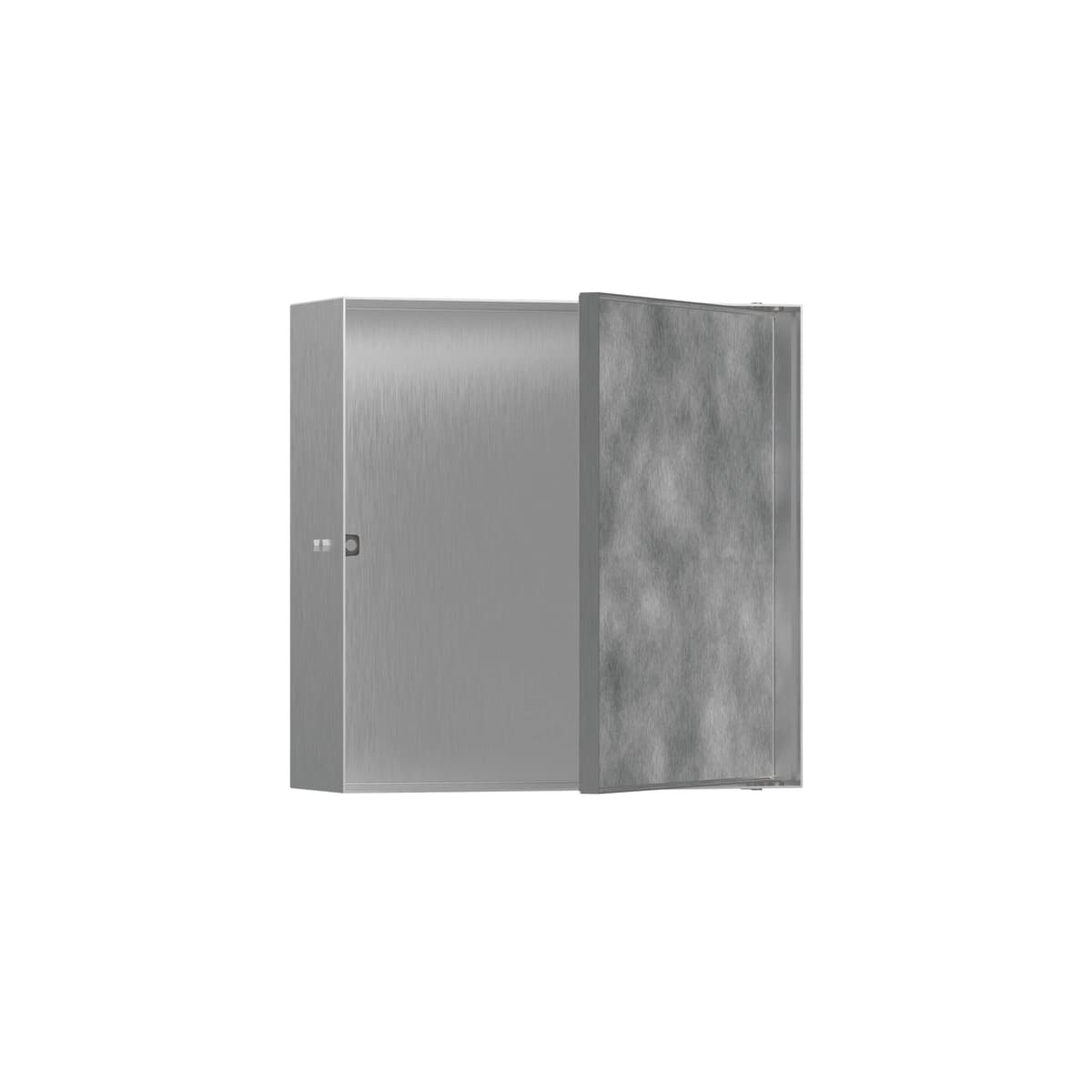 hansgrohe XtraStoris Rock nicho empotrado 12"x 4" con puerta para revestir en acero inoxidable cepillado, 56085800
