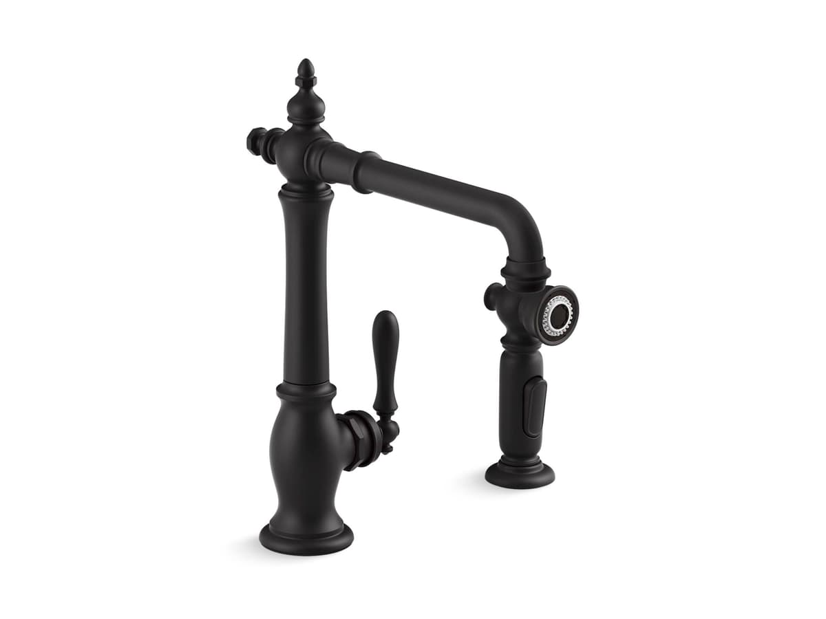 KOHLER Artifacts monomando 2 agujeros para cocina con pico giratorio y ladospray 2 funciones 99265-BL