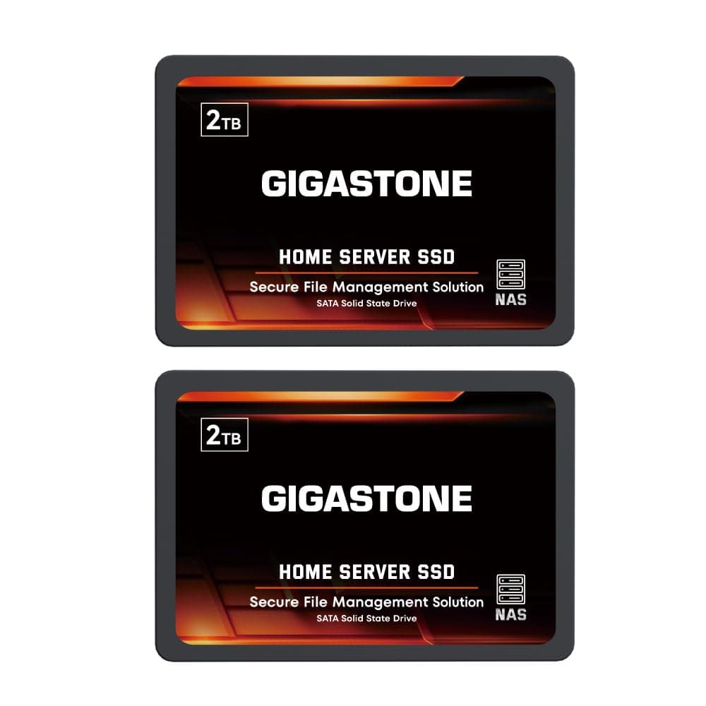 Gigastone Home Server SSD 2TB (Pack x2) para NAS, TLC 3D NAND, 24/7 Cache, 2.5" SATA GS-SSD-HS-2TB-2PK-B