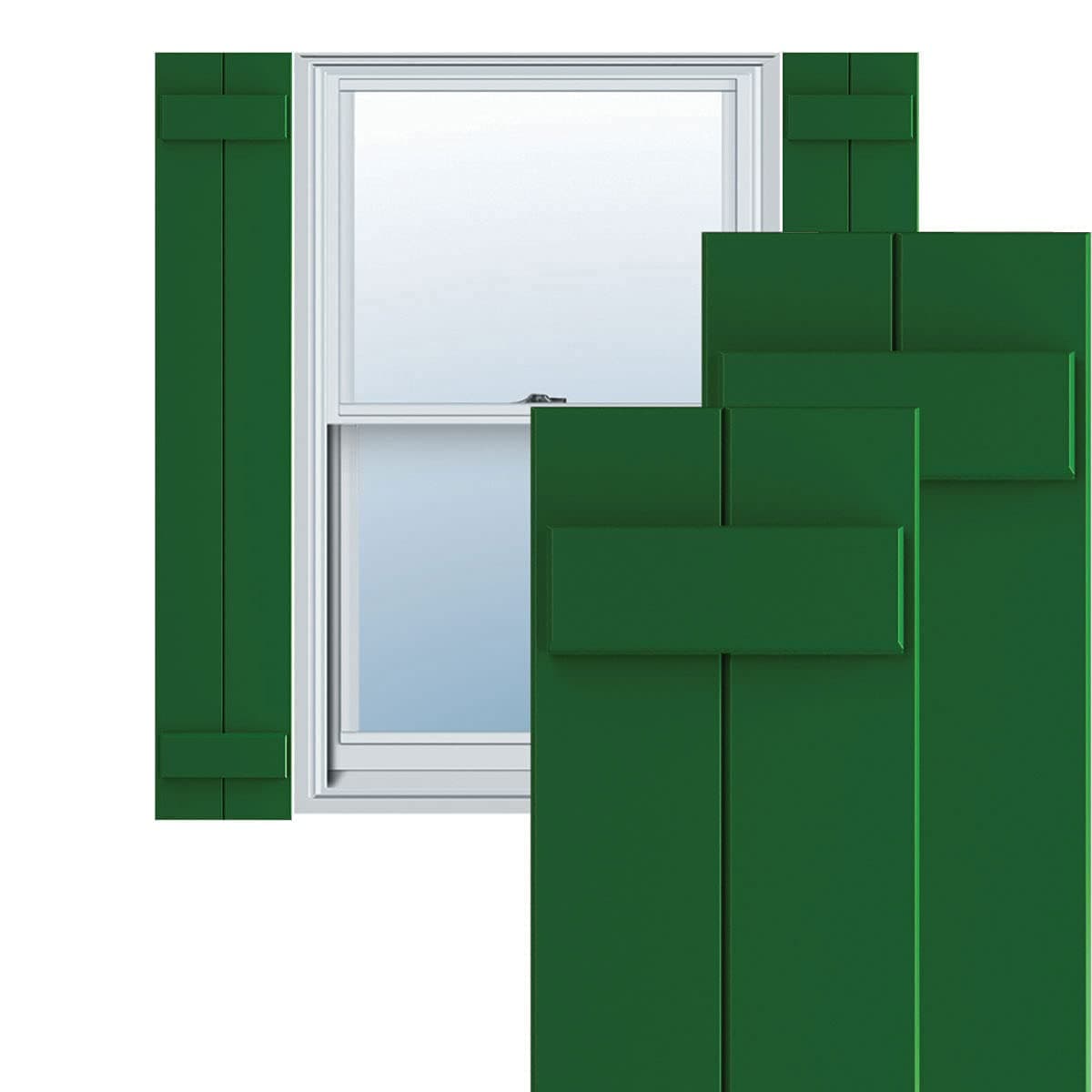 Persianas PVC True Fit 10 3/4" x 52" Ekena Millwork Two Board Board-n-Batten Verde Viridian (par) TFP101BBF11X052HG