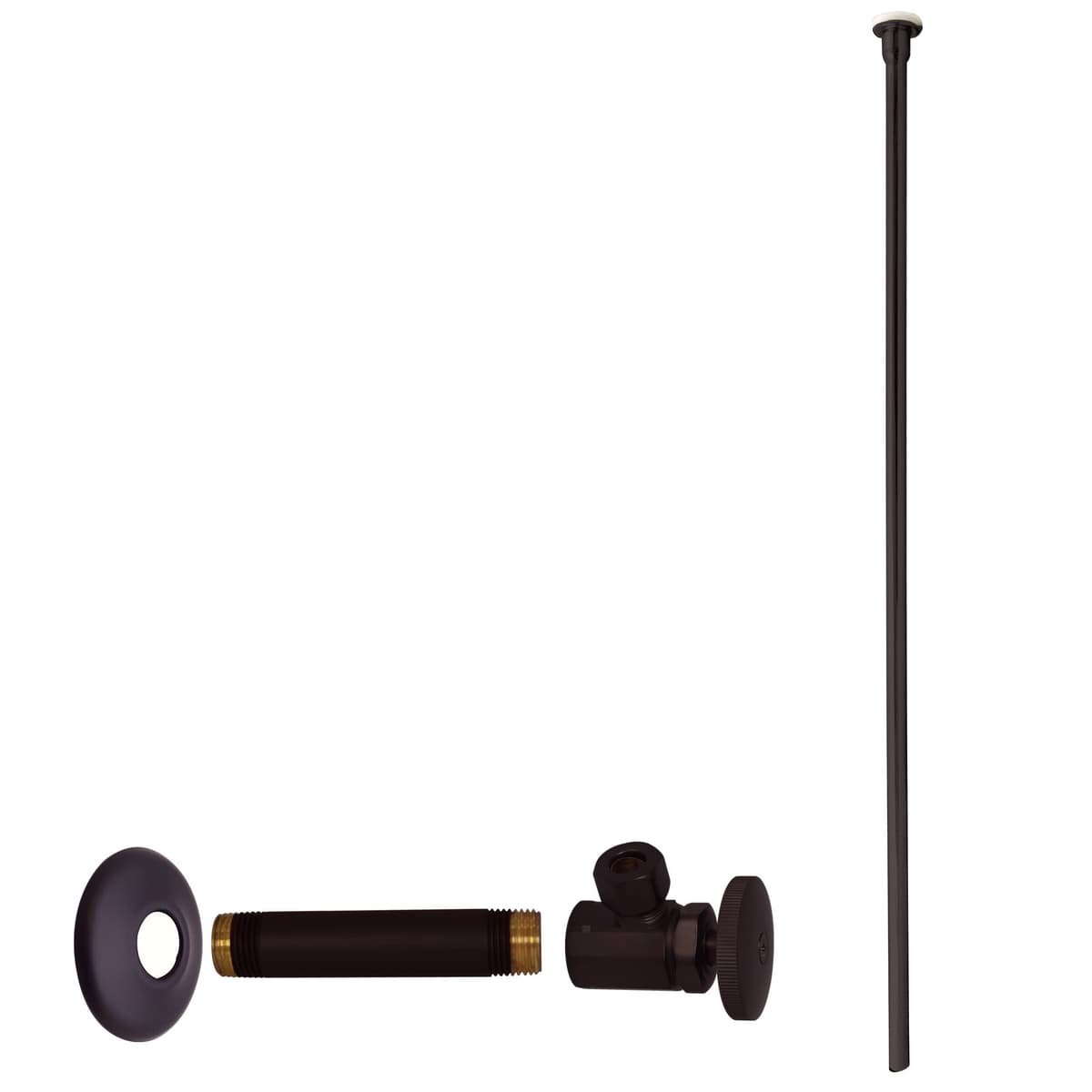 Westbrass D103KFH-25-62 Kit de suministro para inodoro 1/2" IPS x 3/8" OD, riser rígido 20" con válvula ángulo y manija redonda, Matte Black (25-Pack)