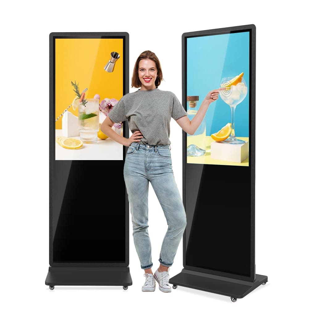 QIXZOCV MWE Kiosco táctil de piso 43" FHD Android interactivo para publicidad con reproductor automático