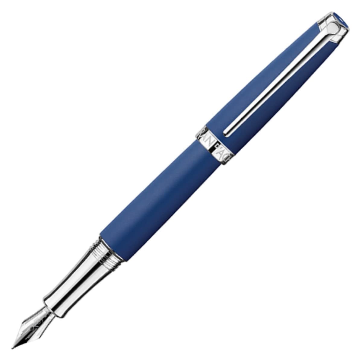 Caran d'Ache Léman Pluma fuente mediana plateada - Blue Night Matt CD4799.449
