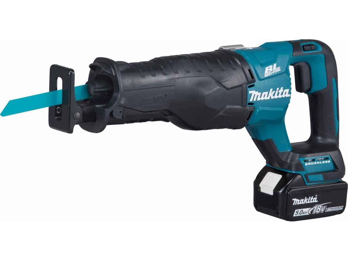 Makita DJR187RTE Sierra Sable Inalámbrica 18V Li-Ion LXT Brushless Completa con 2 Baterías Li-Ion de 5.0 Ah y Cargador, Suministrada en Maletín