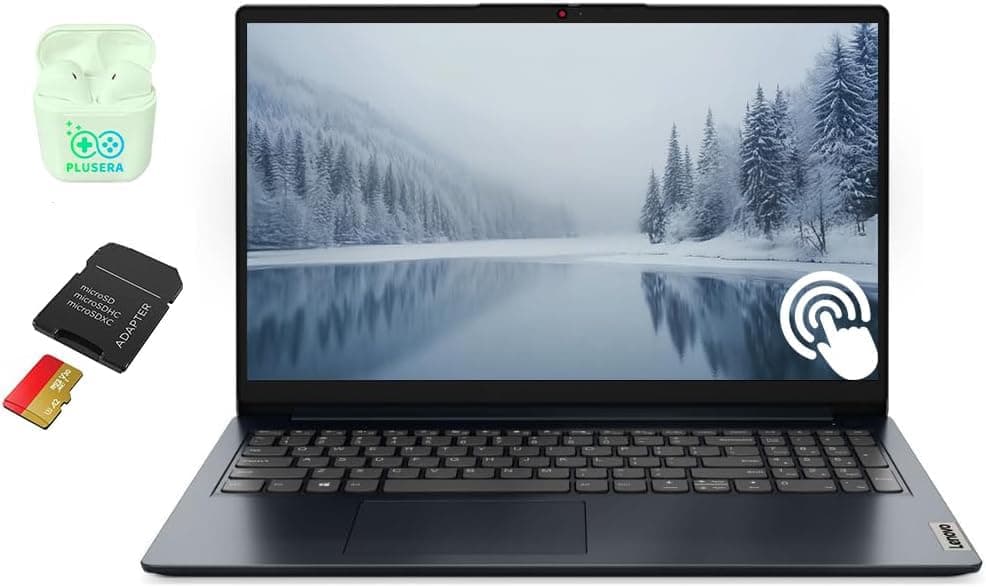 Lenovo IdeaPad 15.6” Pantalla Táctil FHD, Procesador Intel Core i5-1235U de 10 núcleos, Windows 11 Pro con Microsoft Office incluido, Audífonos PLUSERA (Intel Core i5, 16GB RAM | 1TB Almacenamiento) Lenovo 15