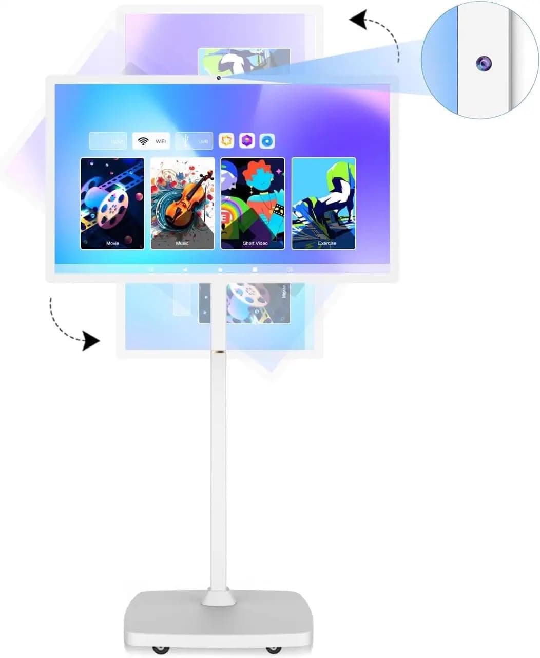 AISHICHEN Monitor táctil portátil 27" con ruedas, Android 13, 8GB+128GB, cámara 4K y batería 133Wh (1080P)