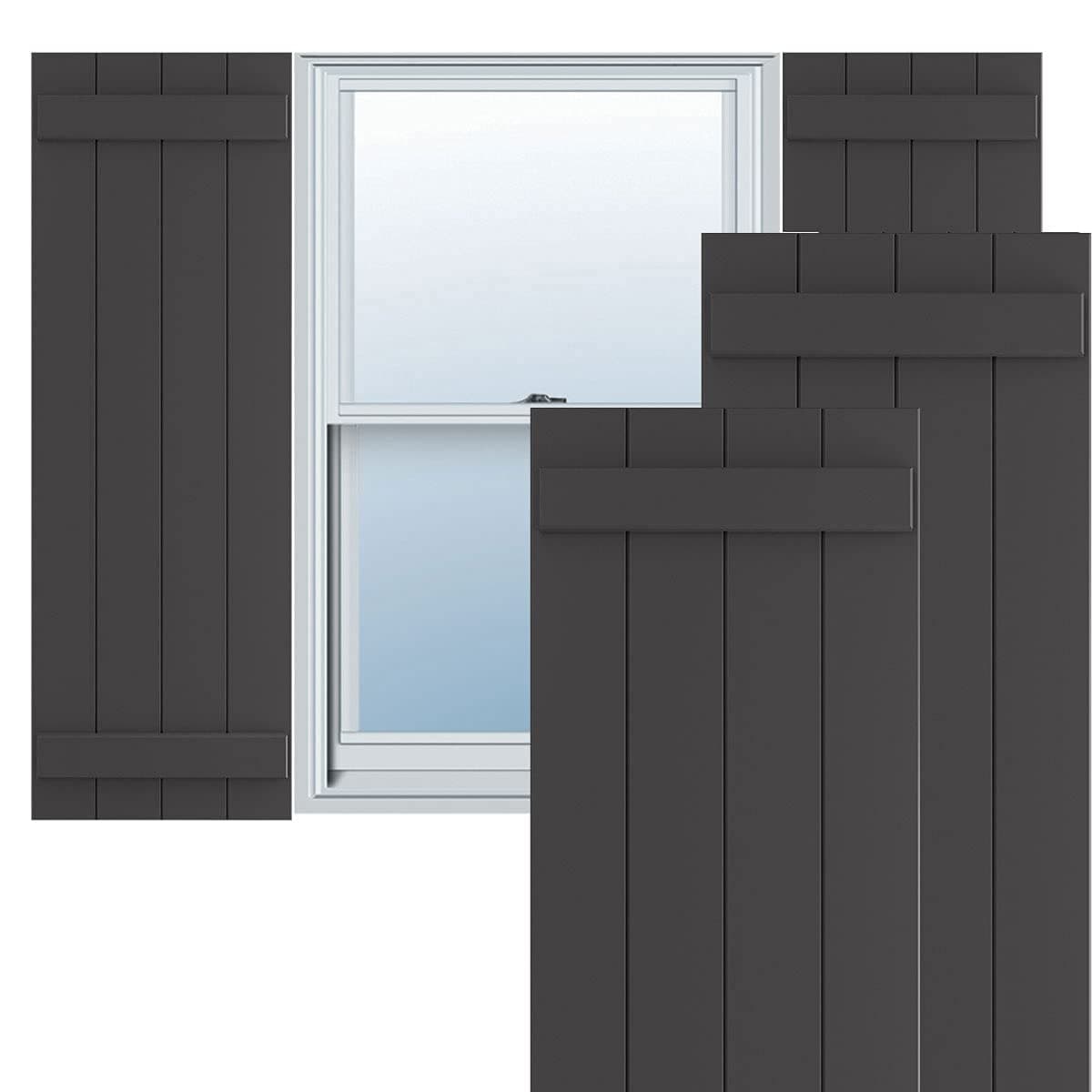 Ekena Millwork True Fit PVC 21 1/2"W x 75"H Four Board Joined Board-n-Batten, Shadow Mountain (Par) TFP101BBF21X075SM
