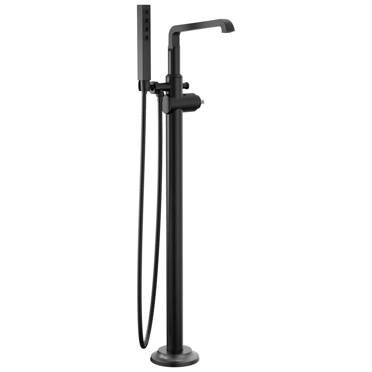 Delta Tetra Grifería de Piso para Bañera Freestanding con Ducha de Mano, Negro Mate T4789-BLLHP-FL