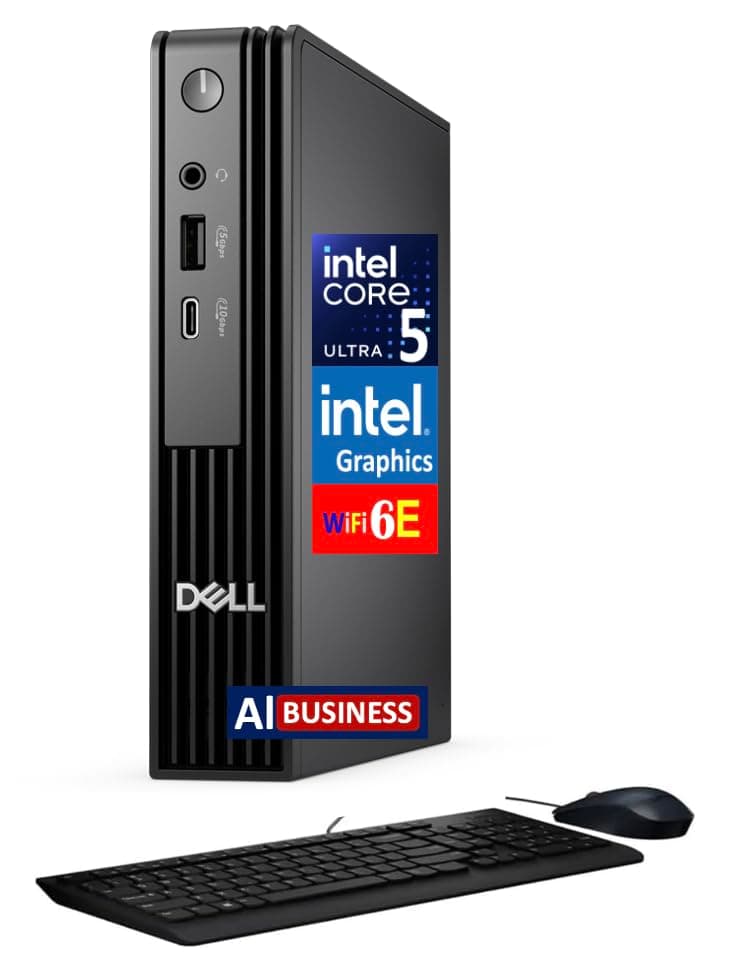 Dell Pro Micro QCM1250 Mini PC (Intel Ultra 5-235T, 64GB DDR5, 2TB PCIe SSD, Wi-Fi 6E, Bluetooth 5.3, Win 11 Pro)