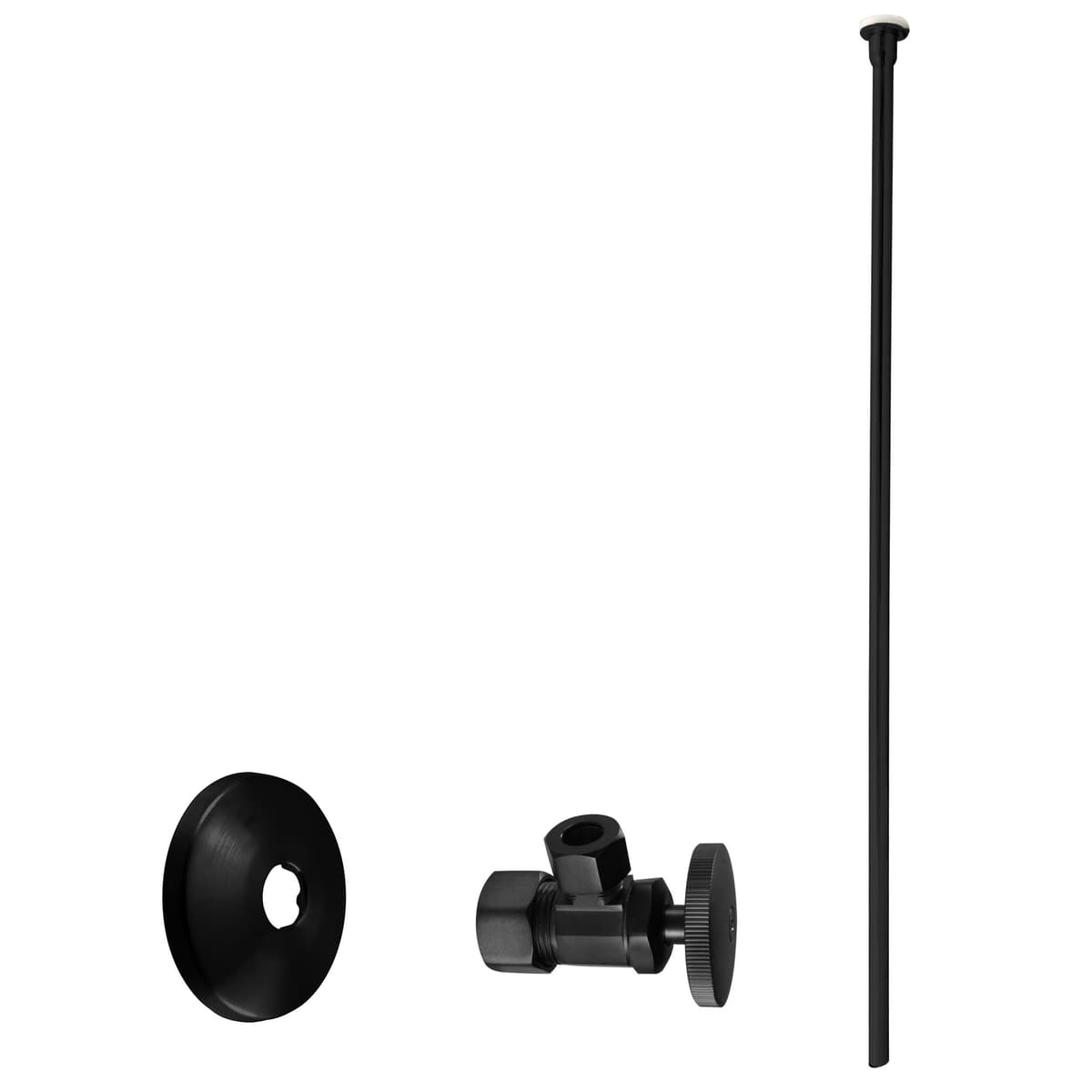 Westbrass D105KFH-25-62 Kit de suministro con riser plano 5/8" x 3/8" OD x 20" y válvula angular con manija redonda, Matte Black (25-Pack)