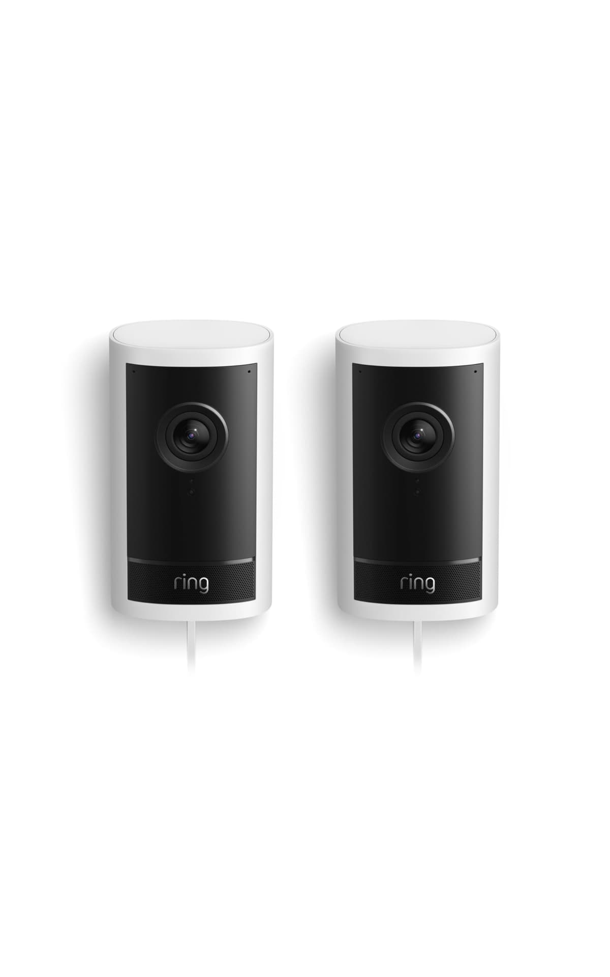 Ring Outdoor Cam Pro, con conexión a corriente (modelo más reciente), Seguridad para hogar o negocio, Video retinal 4K con gran angular, Zoom mejorado 10x y visión con poca luz, paquete de 2, blanco 53-036898