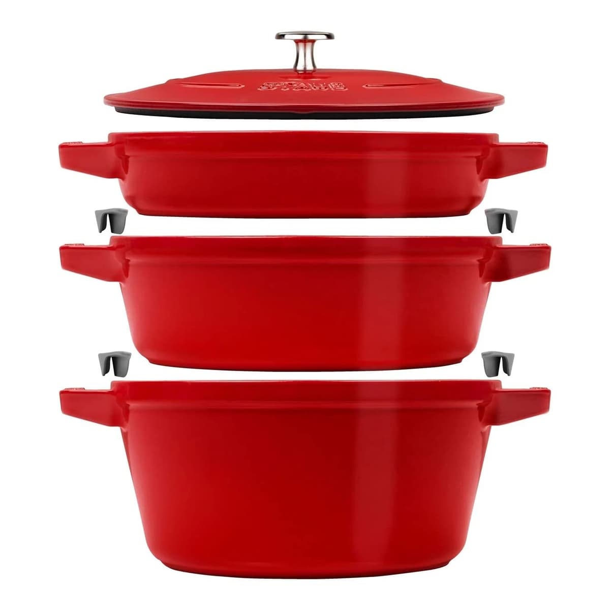 STAUB La Cocotte Set 3 piezas cacerolas redondas de hierro fundido - Cherry Red 405083870