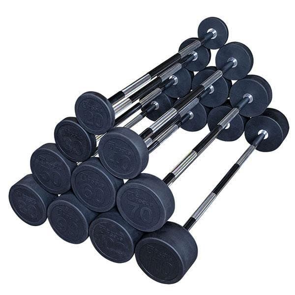 Body-Solid SBBS650 Barra fija con pesas recubiertas de goma para entrenamiento de fuerza