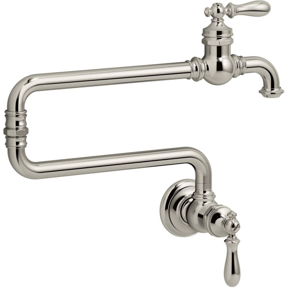 KOHLER K-99270-SN Artifacts pot filler pared 22" con pico articulado, Vibrant Polished Nickel