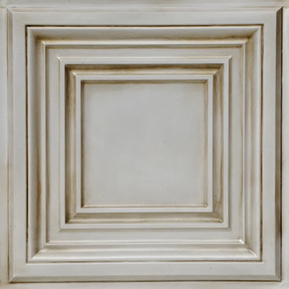 From Plain To Beautiful In Hours DCT05 Washington Square PVC 2' x 2' Lay-in o Glue-up Ceiling Tile, Antique White, 50 Piezas DCT05aw-24x24-50