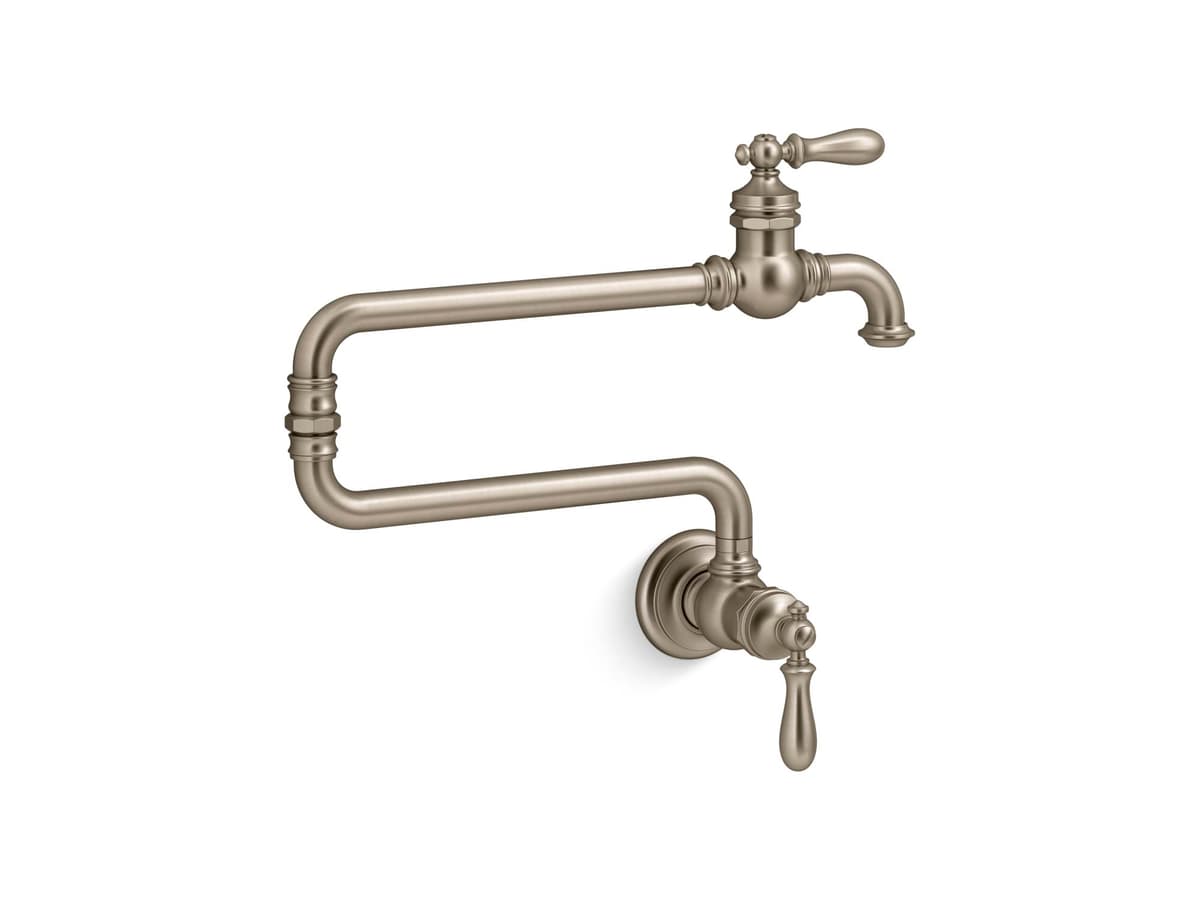 KOHLER 99270-BV Artifacts Grifo para Llenar Ollas Pared, Alcance 22", Bronce Pulido
