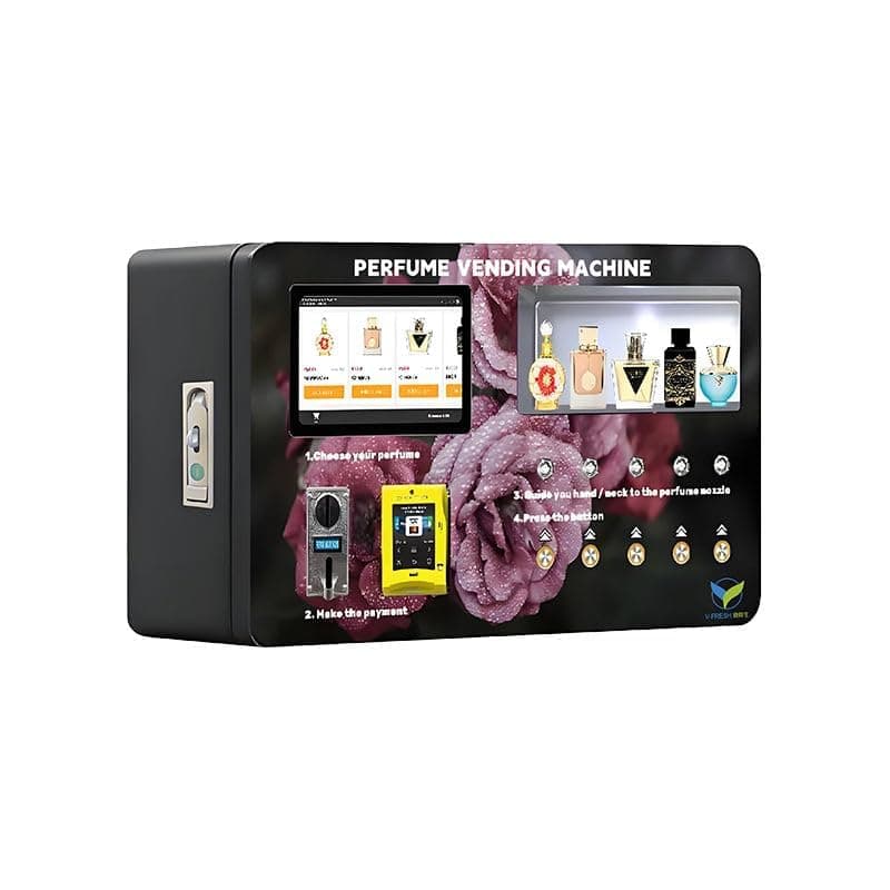 YIXZSWD Máquina expendedora de perfume con pago por moneda y tarjeta, pantalla táctil y boquilla automática QH-VDMACHINE