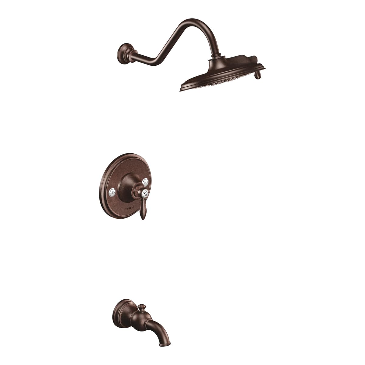 Moen TS32104ORB Weymouth Kit de ducha y tina Posi-Temp con regadera rainshower 9 pulg., Oil Rubbed Bronze