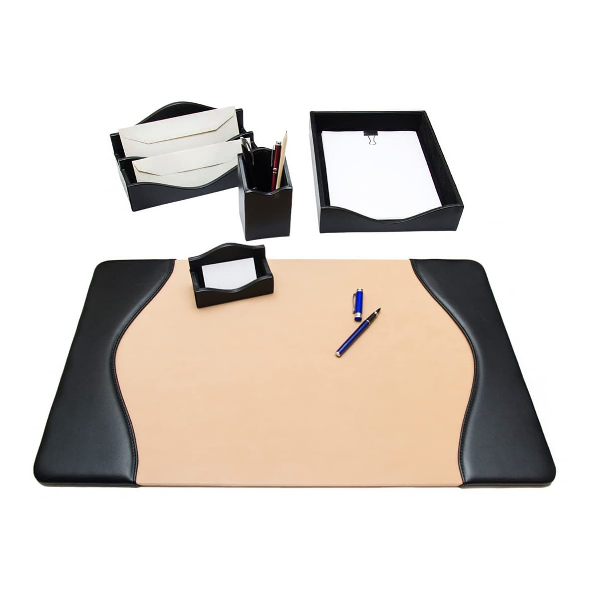 Maruse set de escritorio en cuero italiano - Negro 0Q-IDO0-B44E