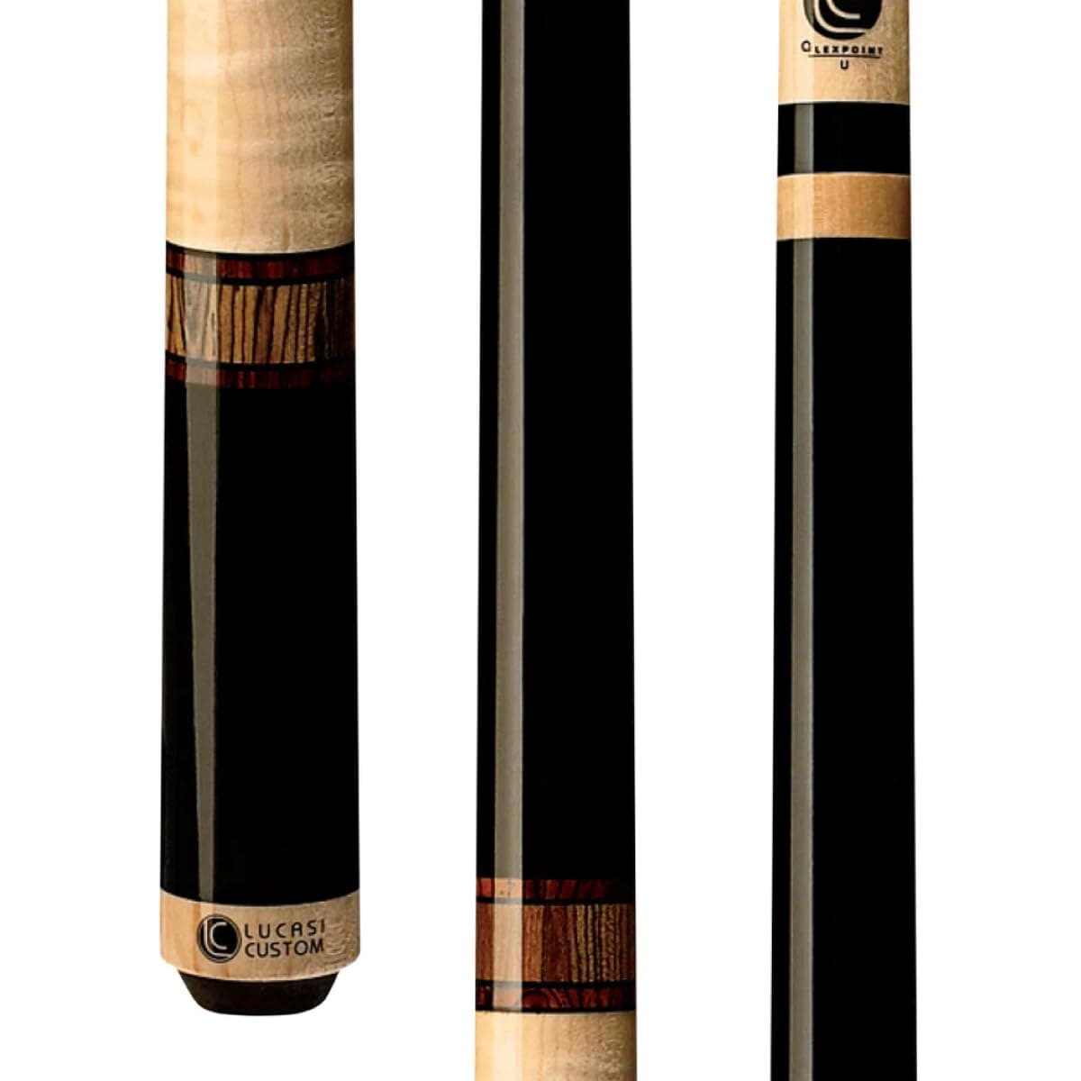 Lucasi Custom LZC12 Mystic Black y Curly Maple, anillos de Cocobola y Snakewood, 20.5oz