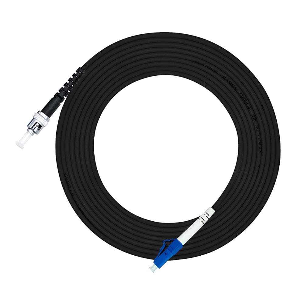 Jeirdus Cable óptico de fibra monomodo 9/125 SM blindado para exteriores LC a ST simplex 600 m (492 ft) Jumper/patch cord FBM-OALCSTSS600