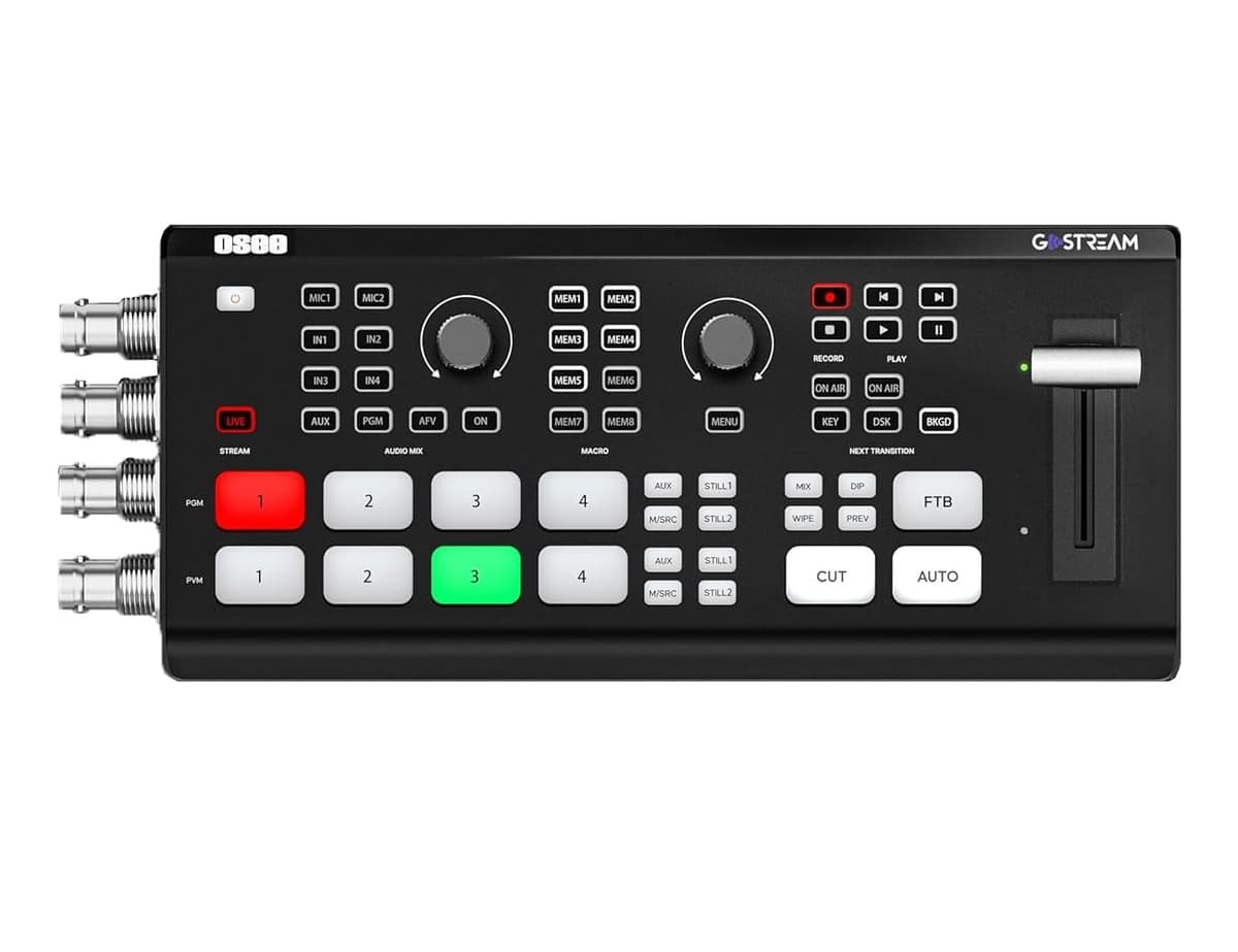 Osee GoStream Conmutador de Video Duet para Transmisión en Vivo, Convertidores de Cámara, Mezclador de Audio con 4 Entradas HDMI/SDI y 2 Salidas HDMI, Soporta Grabación en SD y NDI HX XH-GoStream Duet