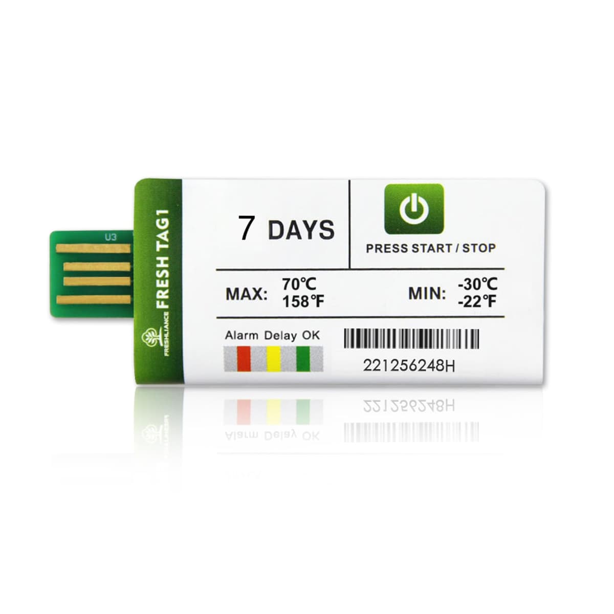 Freshliance Fresh Tag 1 50-pack registrador de temperatura USB descartable 30000 puntos 7 días PDF/CSV
