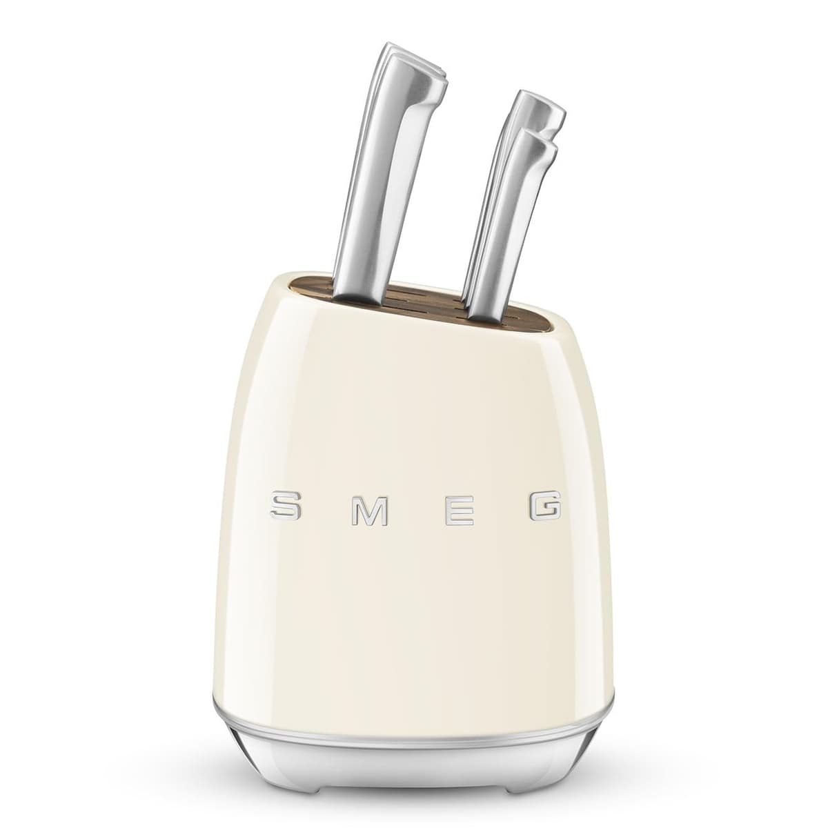 Smeg KBSF02CR Bloque de Cuchillos con 6 Cuchillos (Acacia, Acero Inoxidable, Cream)