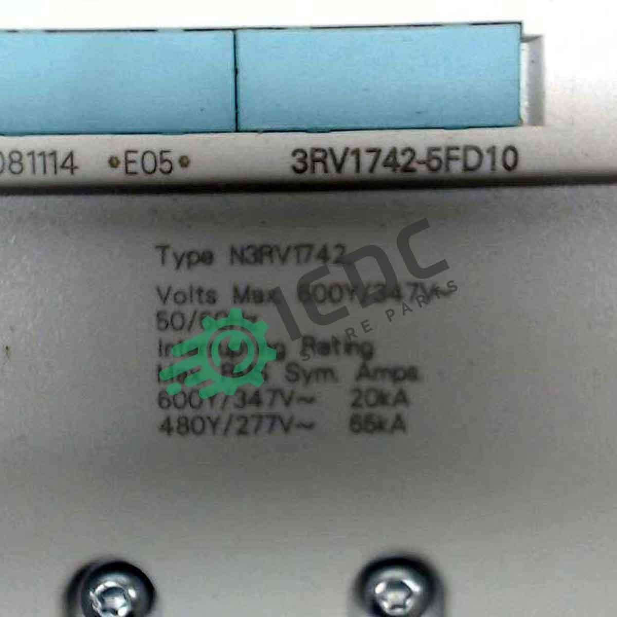 Siemens 3RV17 42-5FD10 Interruptor automático 35A, disparo instantáneo 455A, capacidad de cortocircuito 65kA