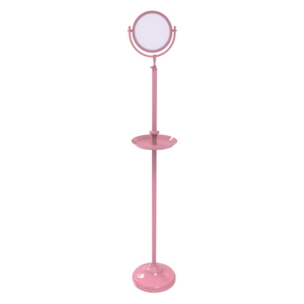 Allied Brass DMF-3/2X-PNK Espejo de Piso Doble Cara 8" con Aumento 2X y Bandeja, Rosa
