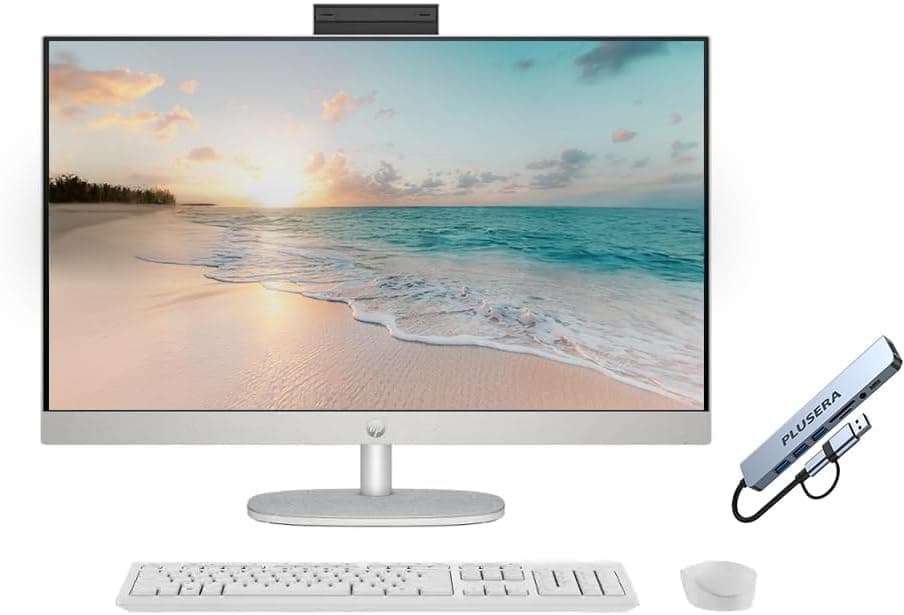 HP All-in-One 27" Touch - Intel Core Ultra 7 155U, 32GB DDR5, 1.5TB (1TB SSD+512GB Dock), Windows 11 Pro con Office, Blanco