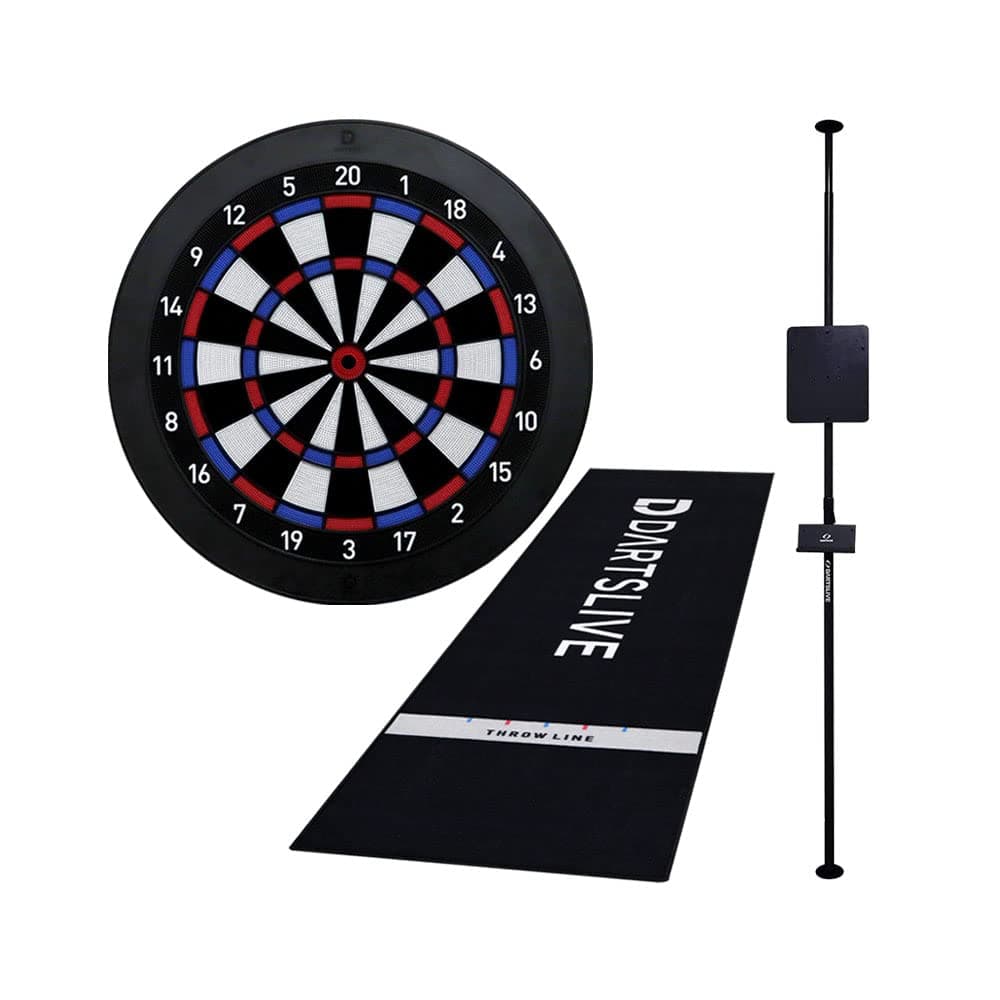 DARTSLIVE Home Set: Dianas, Soporte de Poste y Tapete de Lanzamiento (Negro) 0602301005427
