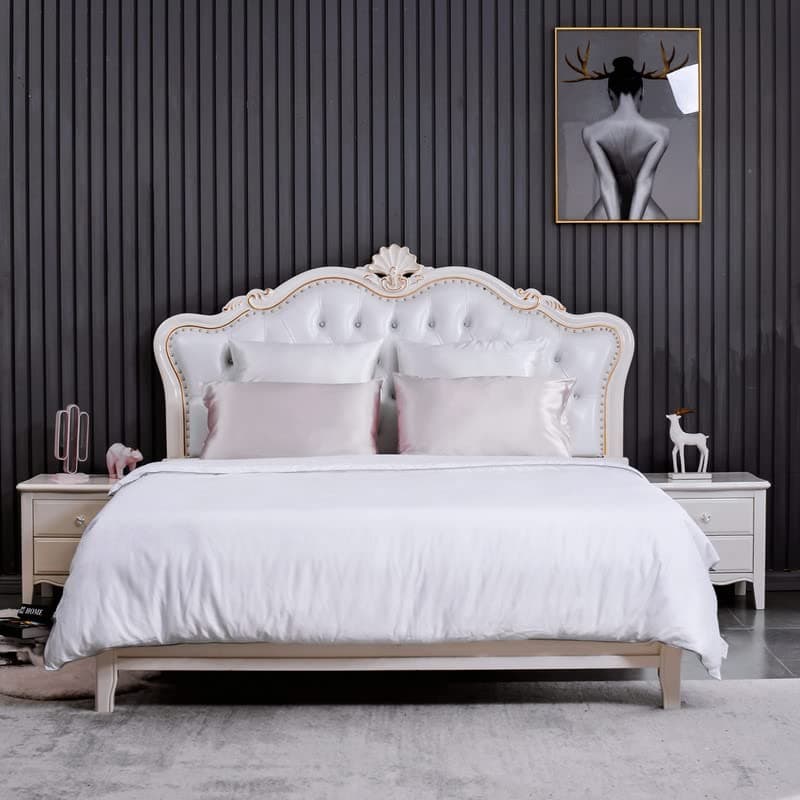 THXSILK Silk Comforter Duvet Quilt Invierno 100% Mulberry Silk Floss Relleno Algodón Blanco Queen