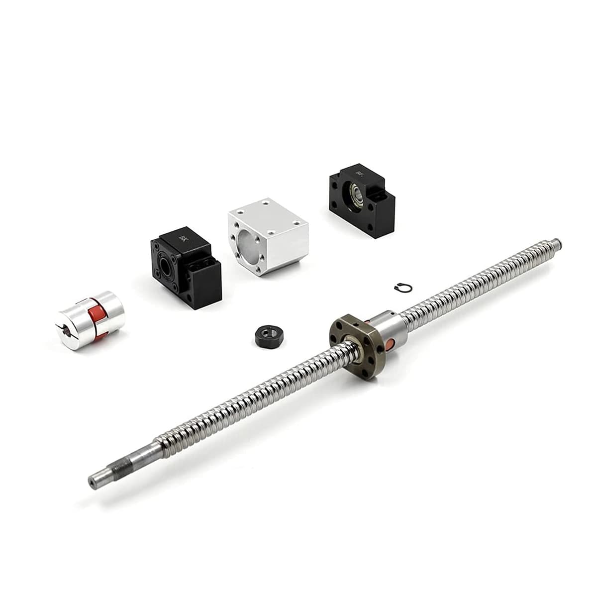 Mssoomm Kit Ballscrew SFU2504 25mm L2600mm (102.36") con tuerca, soportes BK/BF20, acoplador y carcasa de tuerca MS-SFU2504-L2600mm-NST