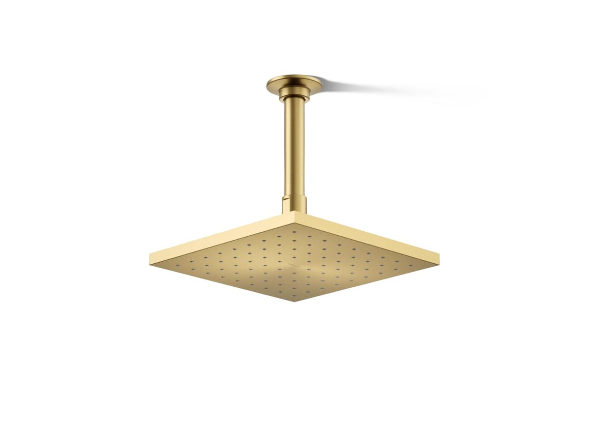 Kohler 13695-2MB Cabezal de lluvia cuadrado contemporáneo de 8" de función única, 2.5 gpm, Vibrant Brushed Moderne Brass K-13695-2MB