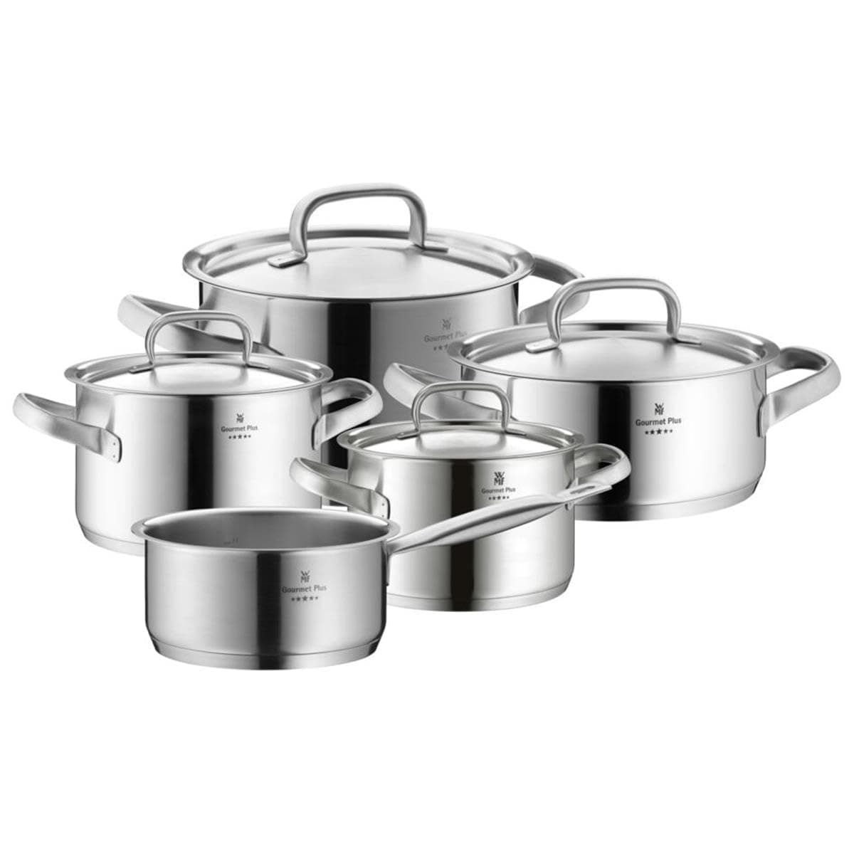 WMF Juego de ollas 5 piezas Gourmet Plus con escala interior - Cromargan acero inoxidable 720056030