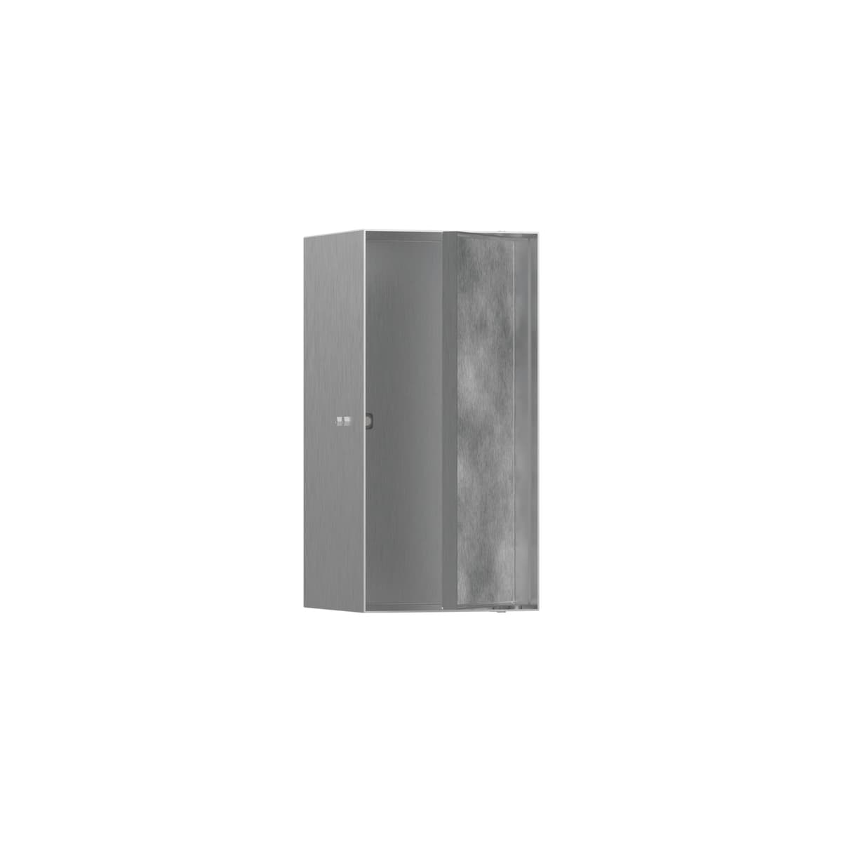 hansgrohe XtraStoris Rock nicho empotrado 12"x 6"x 5.5" con puerta para revestir en acero inoxidable cepillado, 56088800