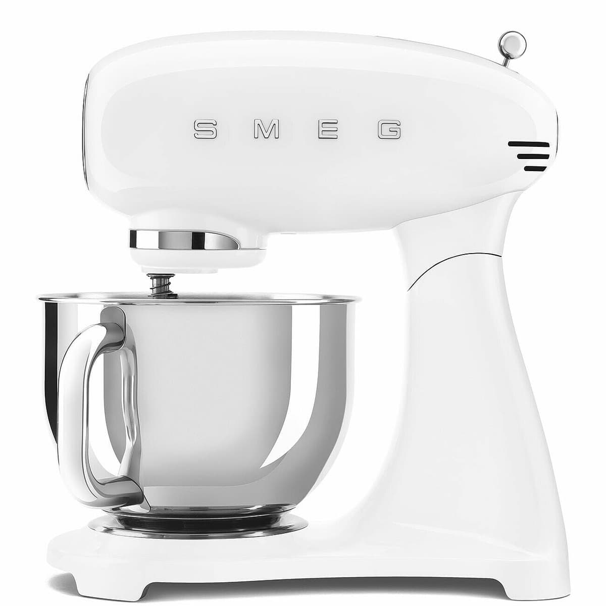 Smeg SMF03 Batidora de pie - Batidora inclinable de 5 Qt con tazón de acero inoxidable, 10 velocidades, estilo retro vintage de los años 50 - Blanco SMF03WHUS