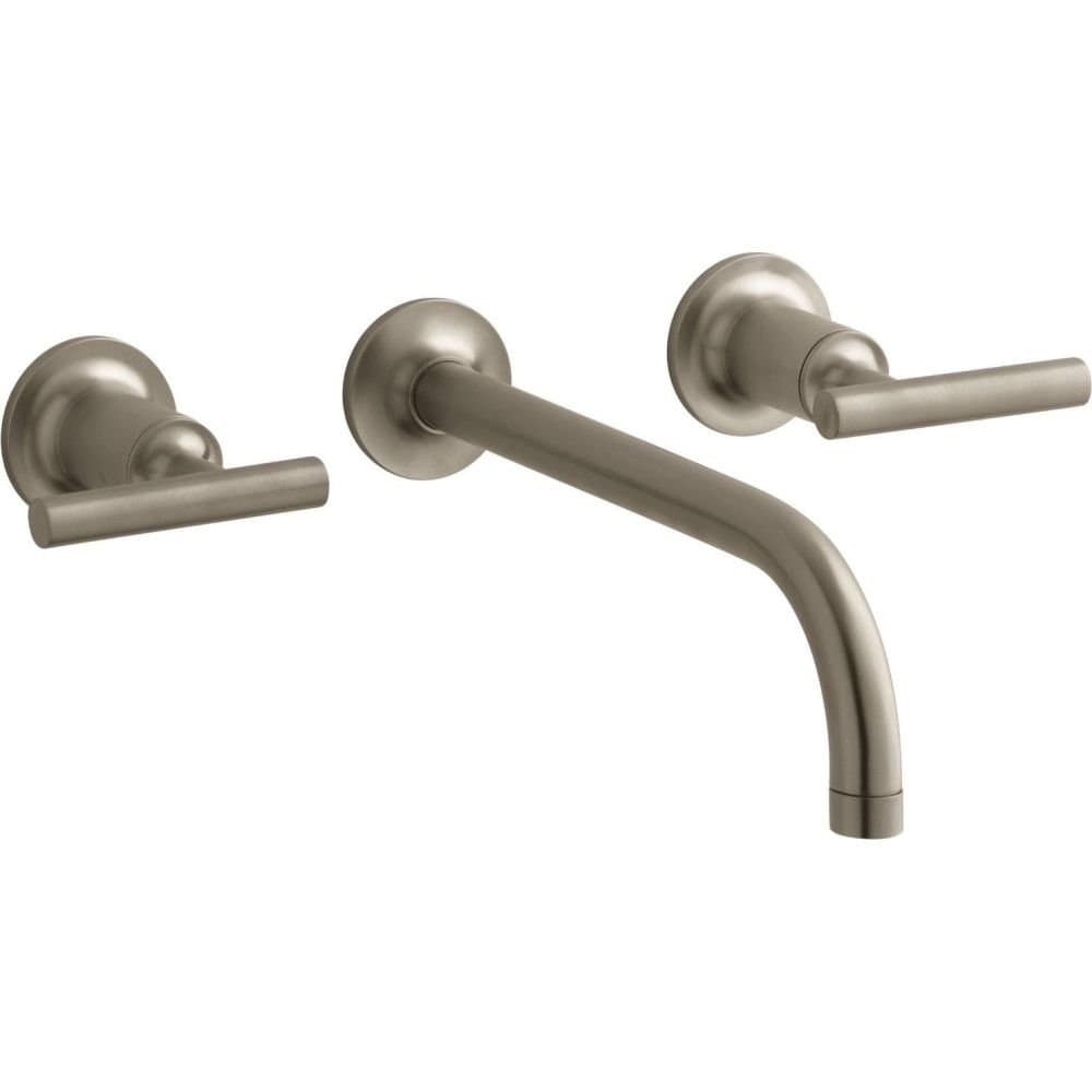 Kohler T14414-4-BV Purist Grifería de Pared para Lavabo con Manijas Palanca, 1.2 gpm, Vibrant Brushed Bronze